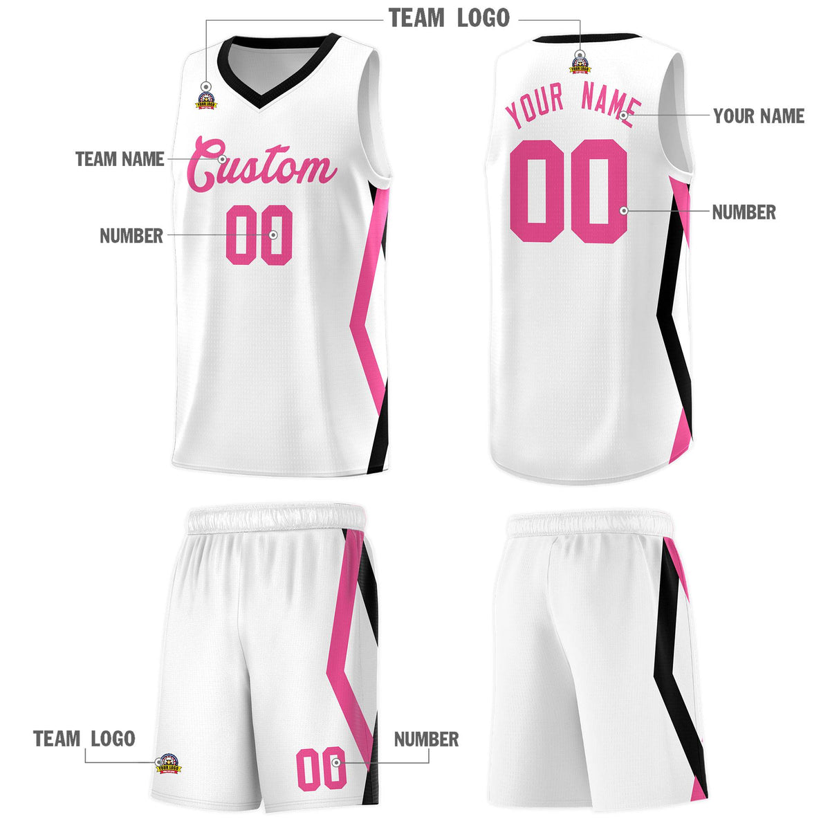 Custom White Side Rhombus Graffiti Pattern Kits Basketball Jersey|KXKSHOP