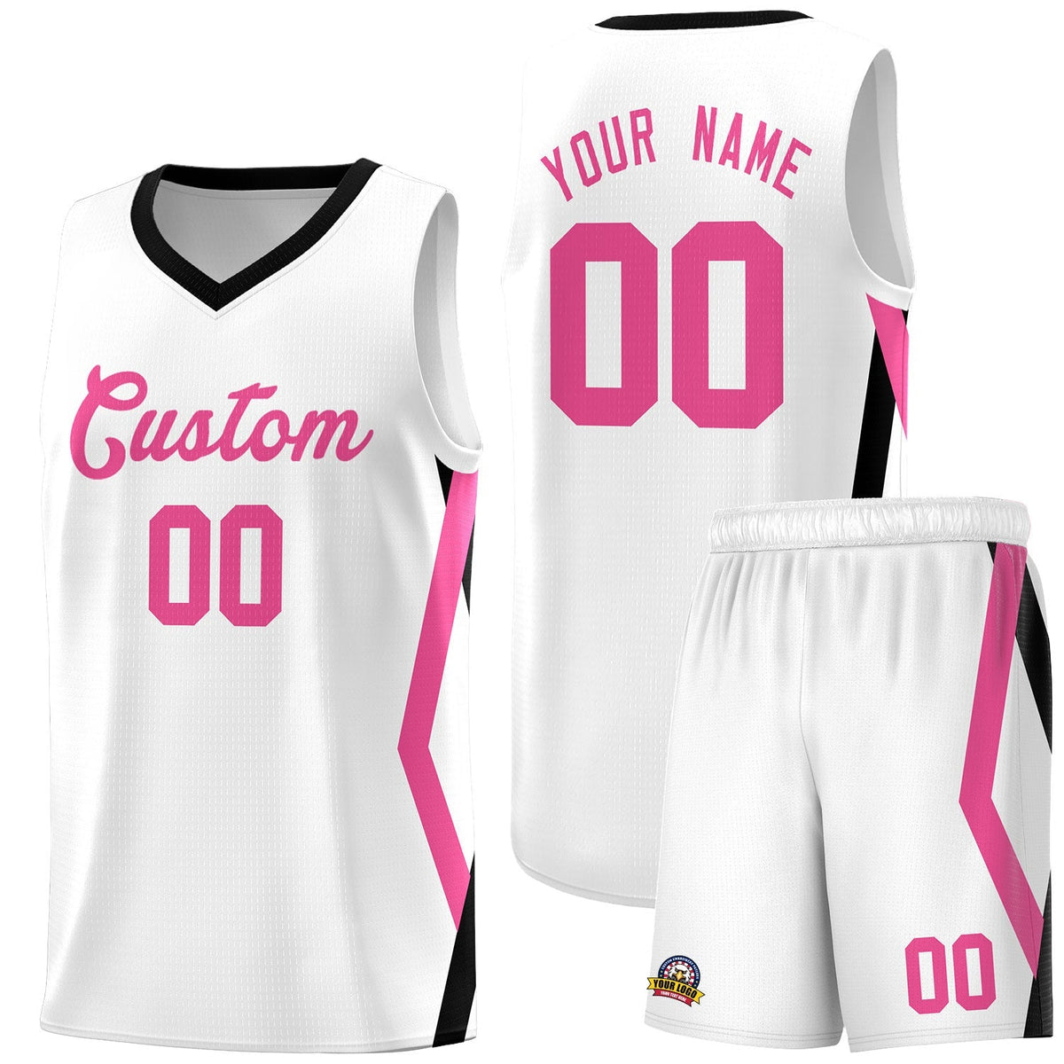 Custom White Side Rhombus Graffiti Pattern Kits Basketball Jersey|KXKSHOP