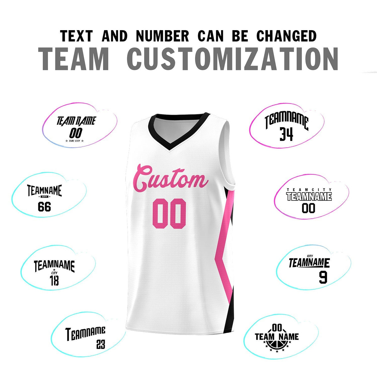 Custom White Side Rhombus Graffiti Pattern Kits Basketball Jersey|KXKSHOP