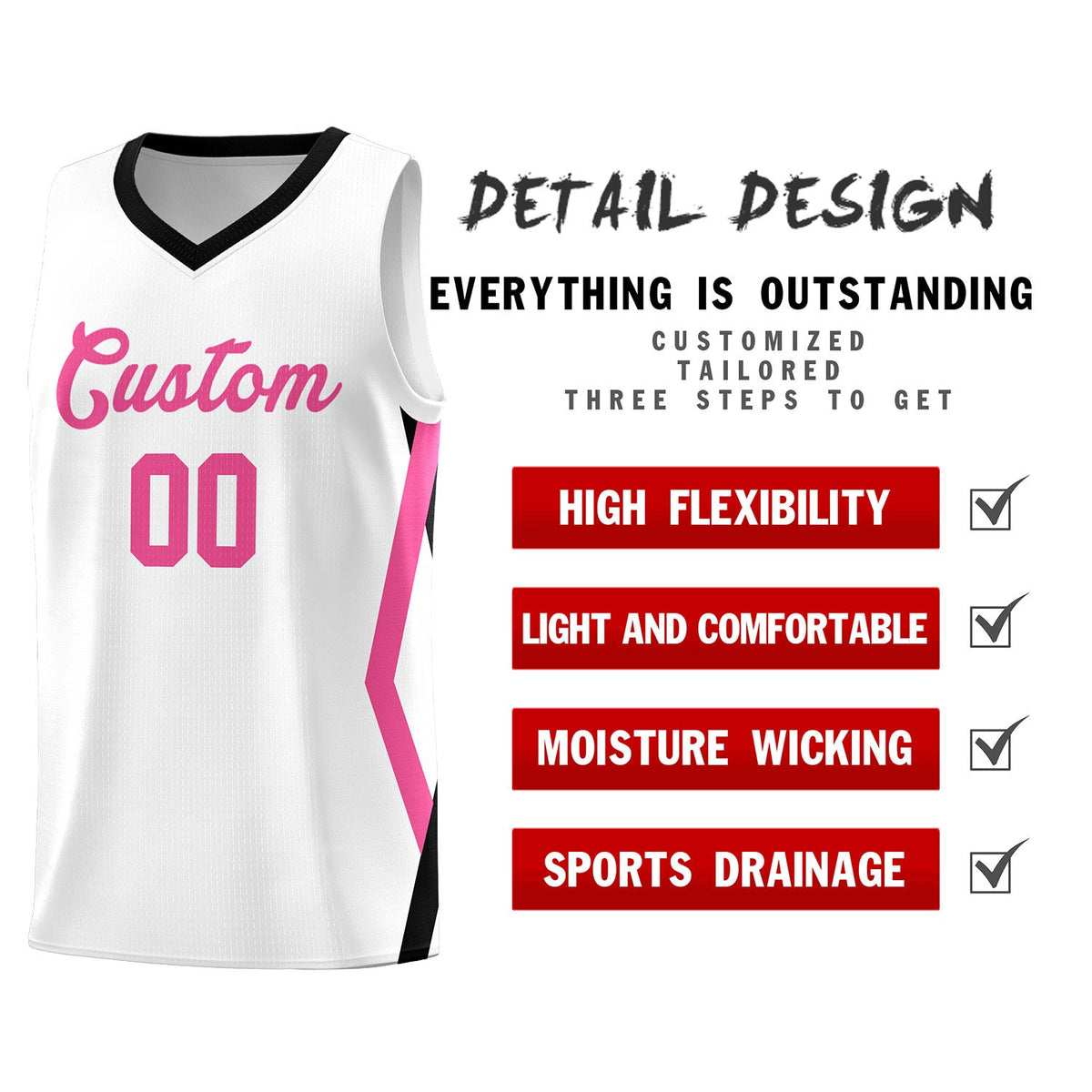 Custom White Side Rhombus Graffiti Pattern Kits Basketball Jersey|KXKSHOP