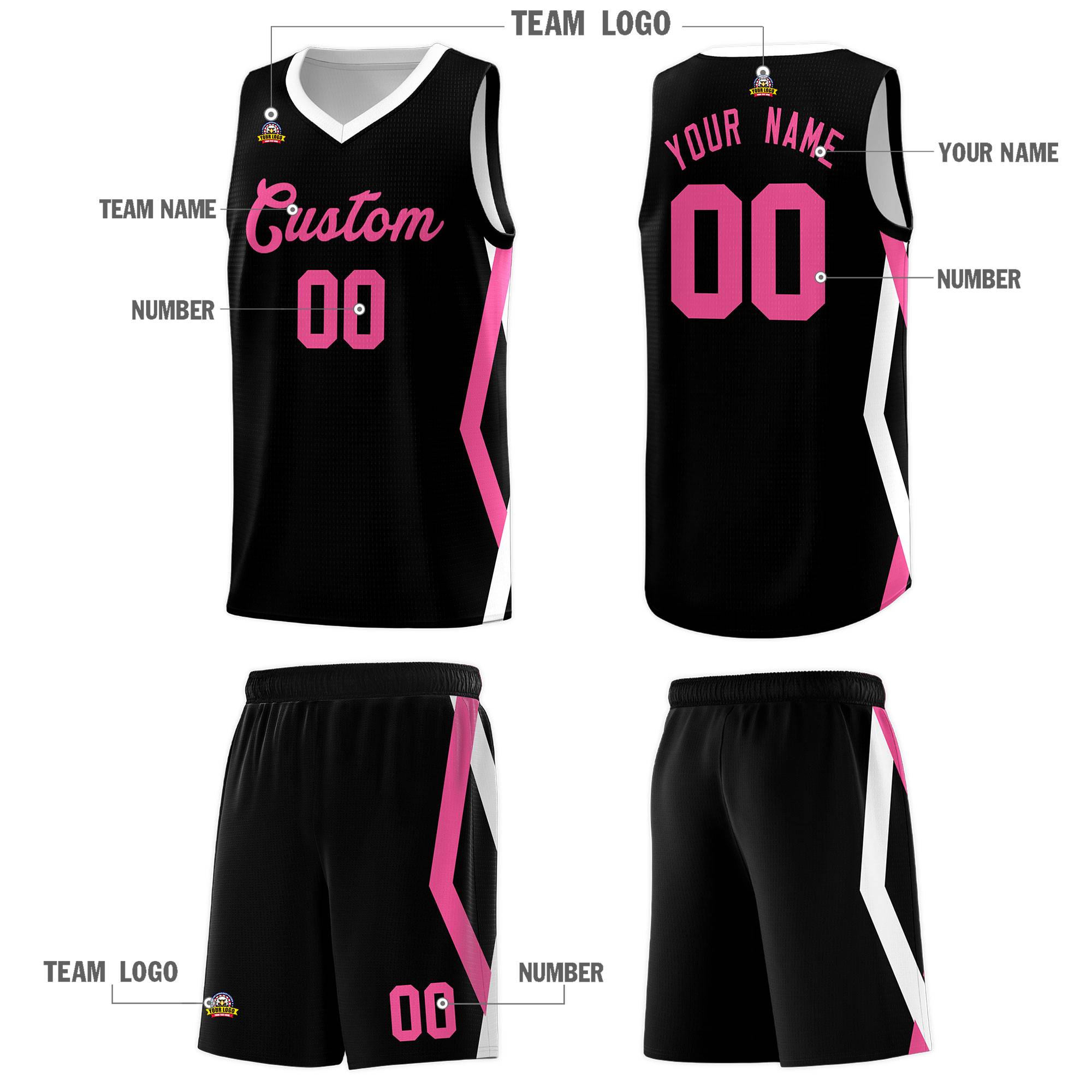 Custom Black Side Rhombus Graffiti Pattern Kits Basketball Jersey|KXKSHOP