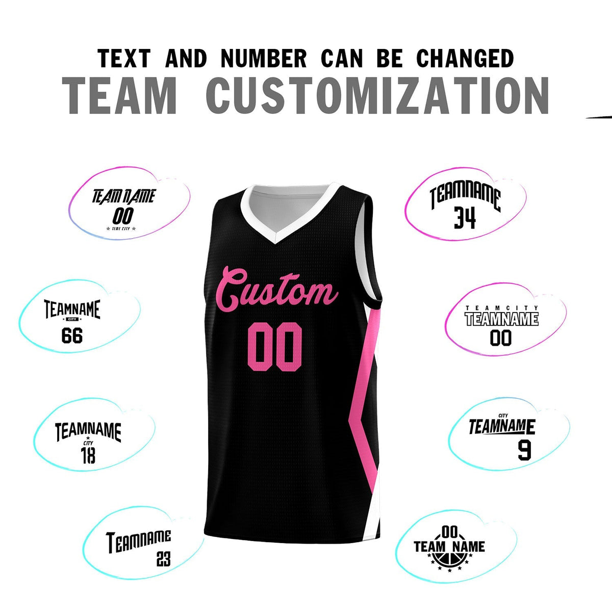 Custom Black Side Rhombus Graffiti Pattern Kits Basketball Jersey|KXKSHOP