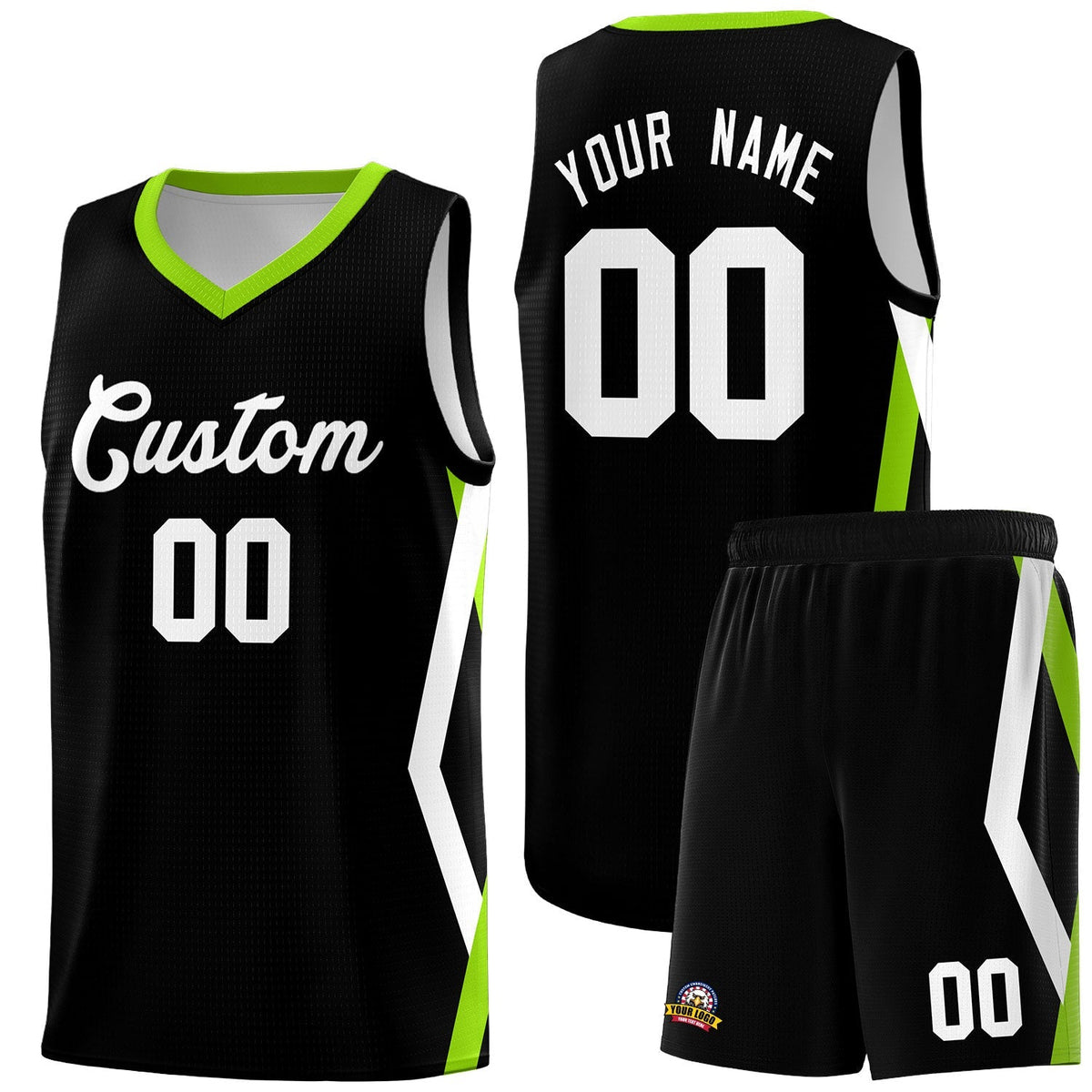 Custom Black Side Rhombus Graffiti Pattern Kits Basketball Jersey|KXKSHOP