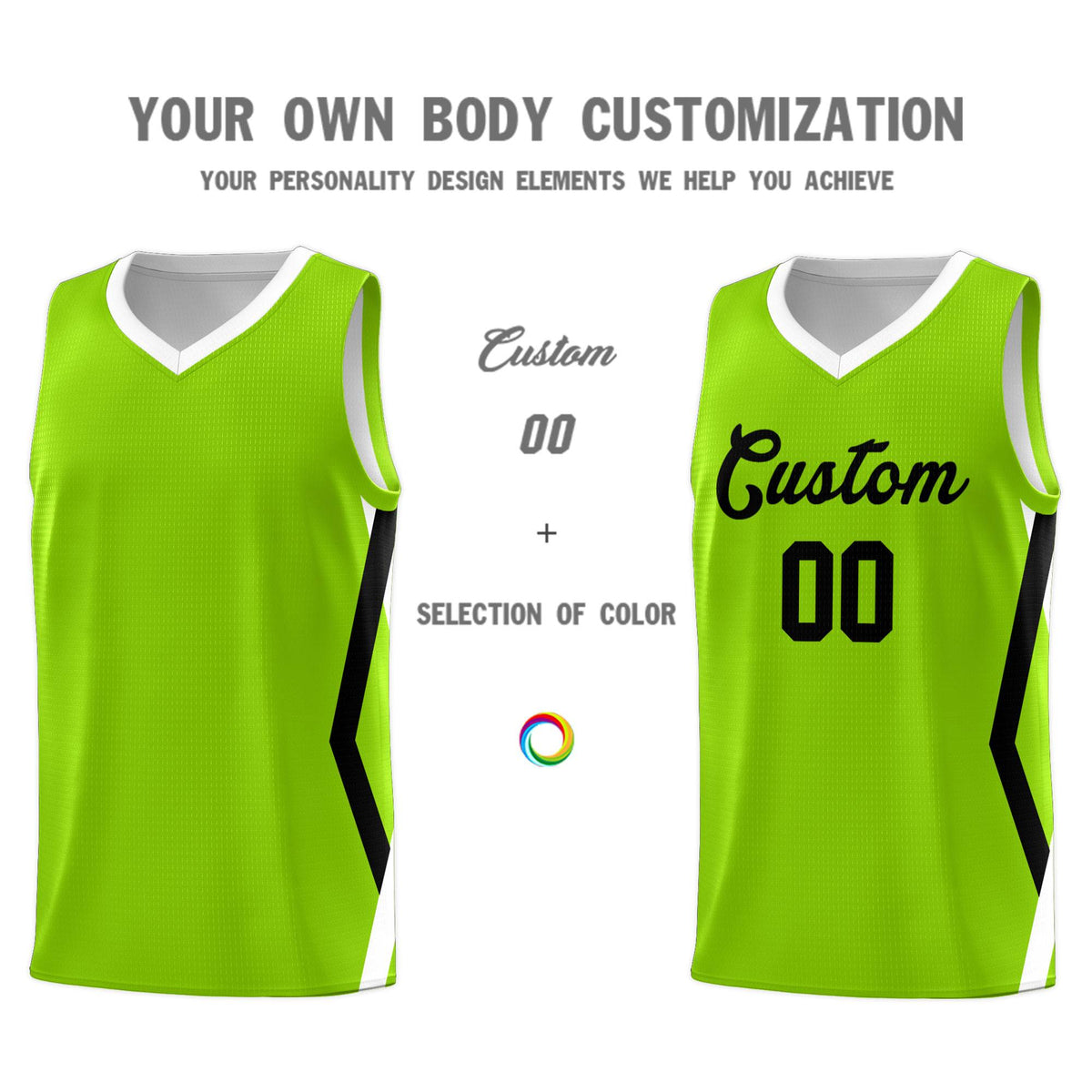 Custom Neon Green Side Rhombus Graffiti Pattern Kits Basketball Jersey|KXKSHOP