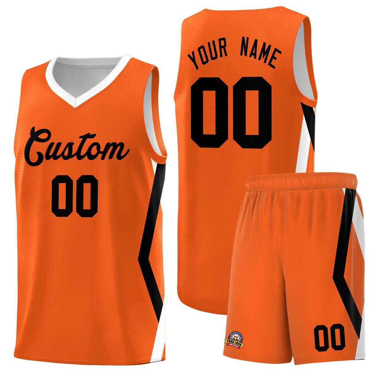 Custom Orange Side Rhombus Graffiti Pattern Kits Basketball Jersey|KXKSHOP