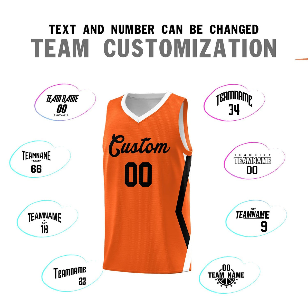 Custom Orange Side Rhombus Graffiti Pattern Kits Basketball Jersey|KXKSHOP