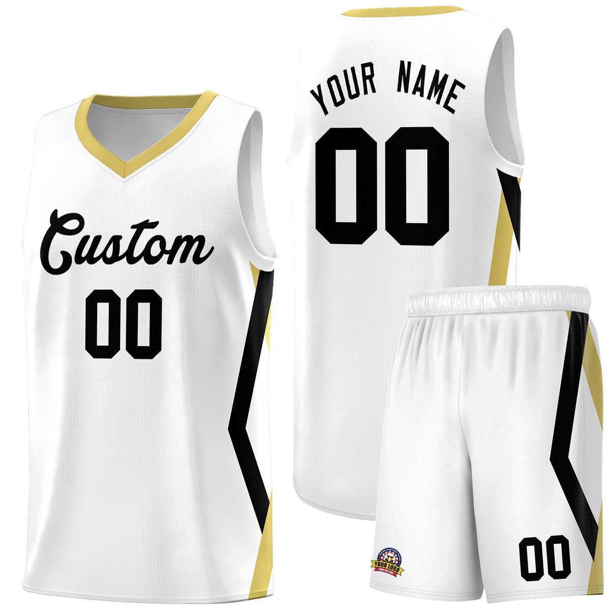Custom White Side Rhombus Graffiti Pattern Kits Basketball Jersey|KXKSHOP