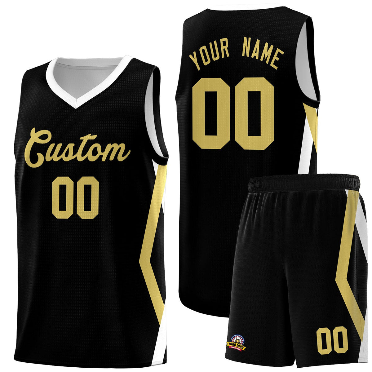 Custom Black Side Rhombus Graffiti Pattern Kits Basketball Jersey|KXKSHOP