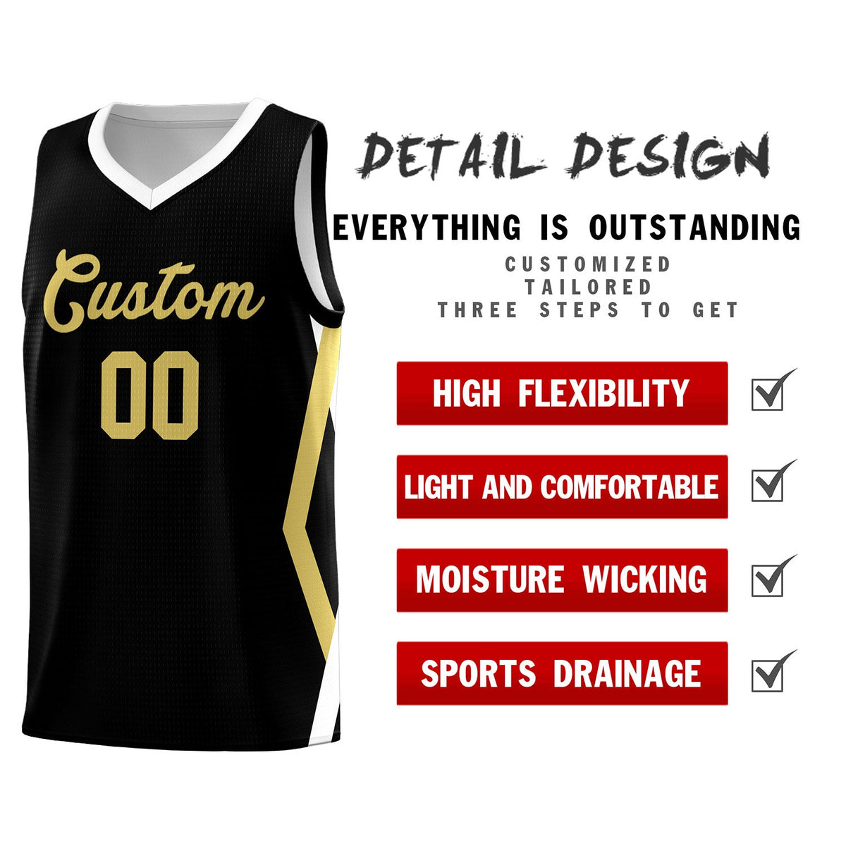 Custom Black Side Rhombus Graffiti Pattern Kits Basketball Jersey|KXKSHOP