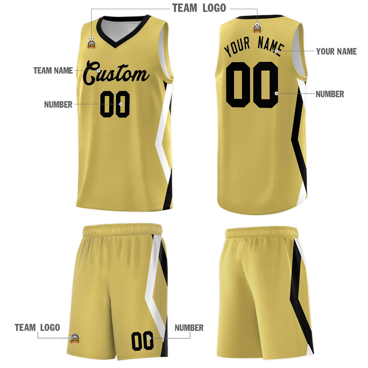 Custom Old Gold Side Rhombus Graffiti Pattern Kits Basketball Jersey|KXKSHOP