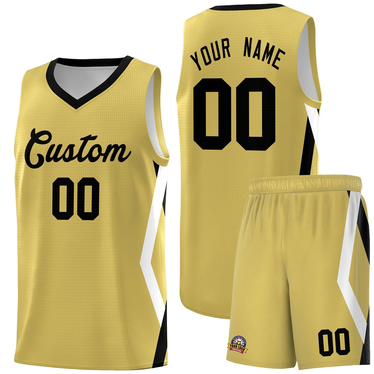 Custom Old Gold Side Rhombus Graffiti Pattern Kits Basketball Jersey|KXKSHOP