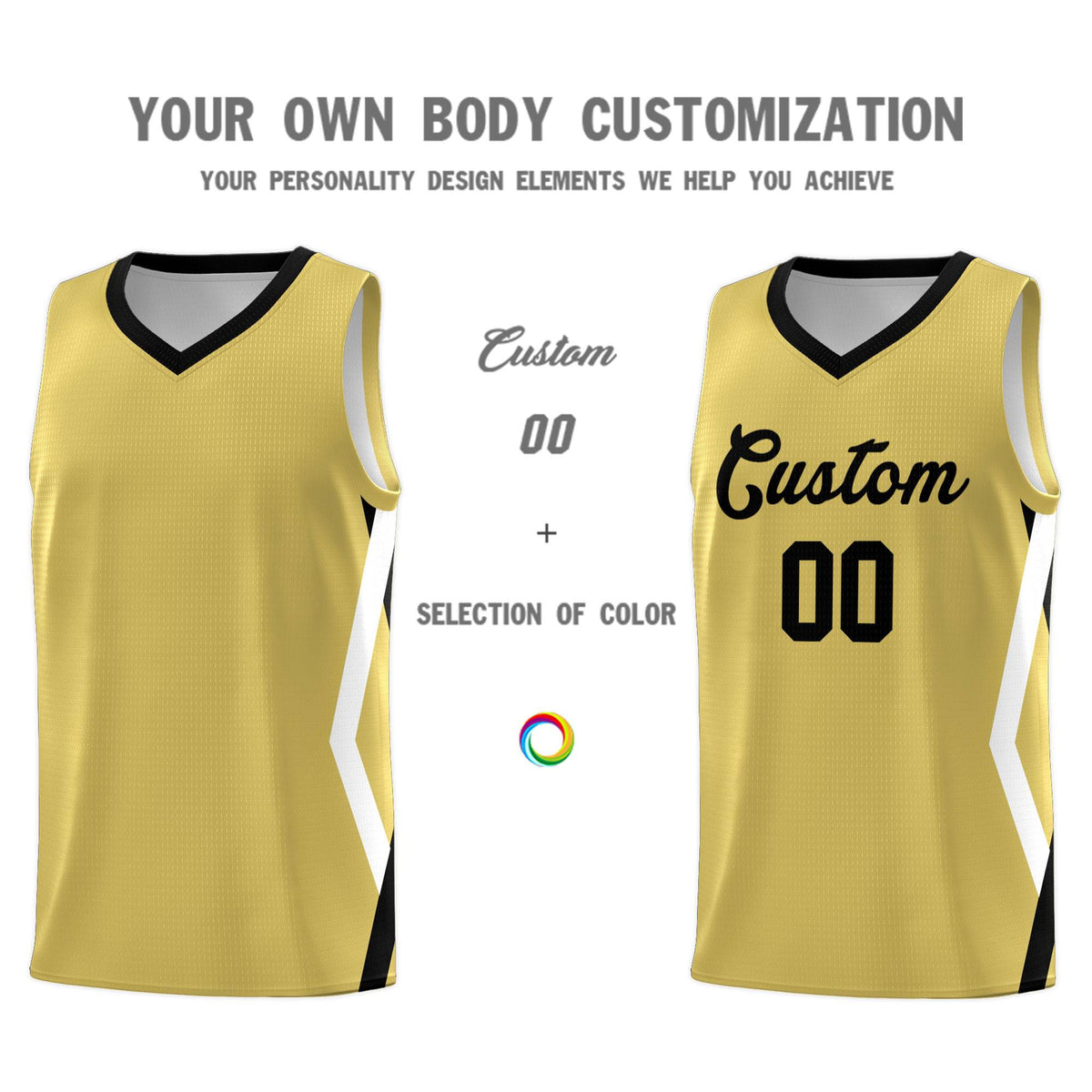 Custom Old Gold Side Rhombus Graffiti Pattern Kits Basketball Jersey|KXKSHOP