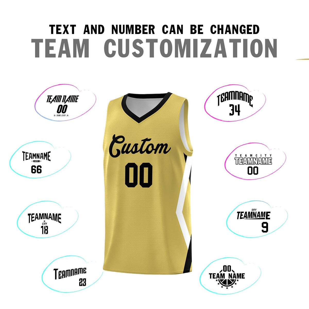 Custom Old Gold Side Rhombus Graffiti Pattern Kits Basketball Jersey|KXKSHOP