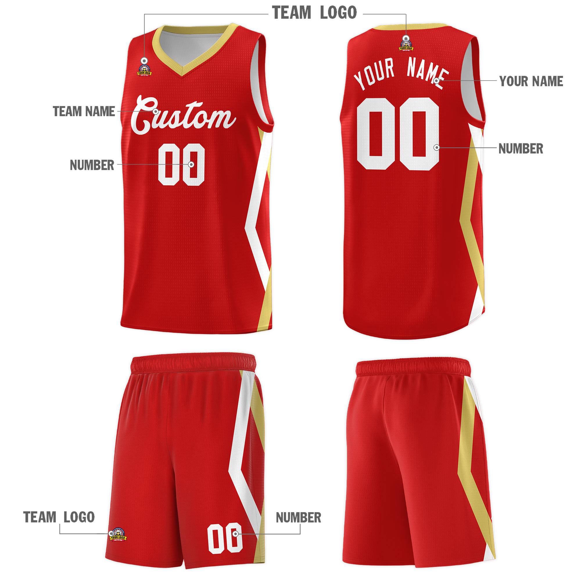 Custom Red Side Rhombus Graffiti Pattern Kits Basketball Jersey|KXKSHOP