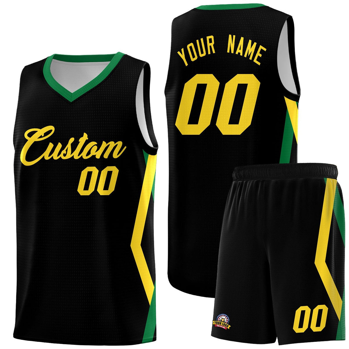 Custom Black Side Rhombus Graffiti Pattern Kits Basketball Jersey|KXKSHOP
