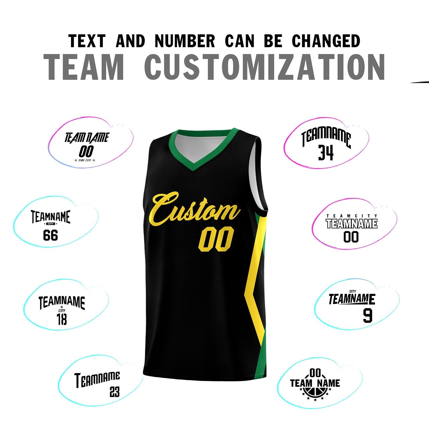 Custom Black Side Rhombus Graffiti Pattern Kits Basketball Jersey|KXKSHOP