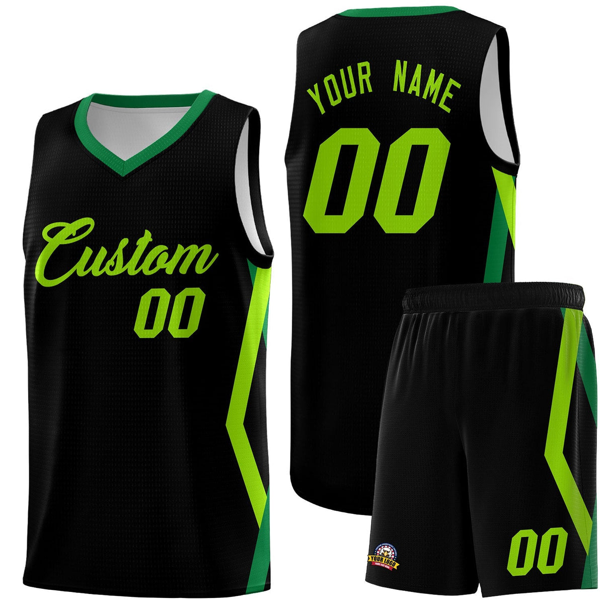 Custom Black Side Rhombus Graffiti Pattern Kits Basketball Jersey|KXKSHOP