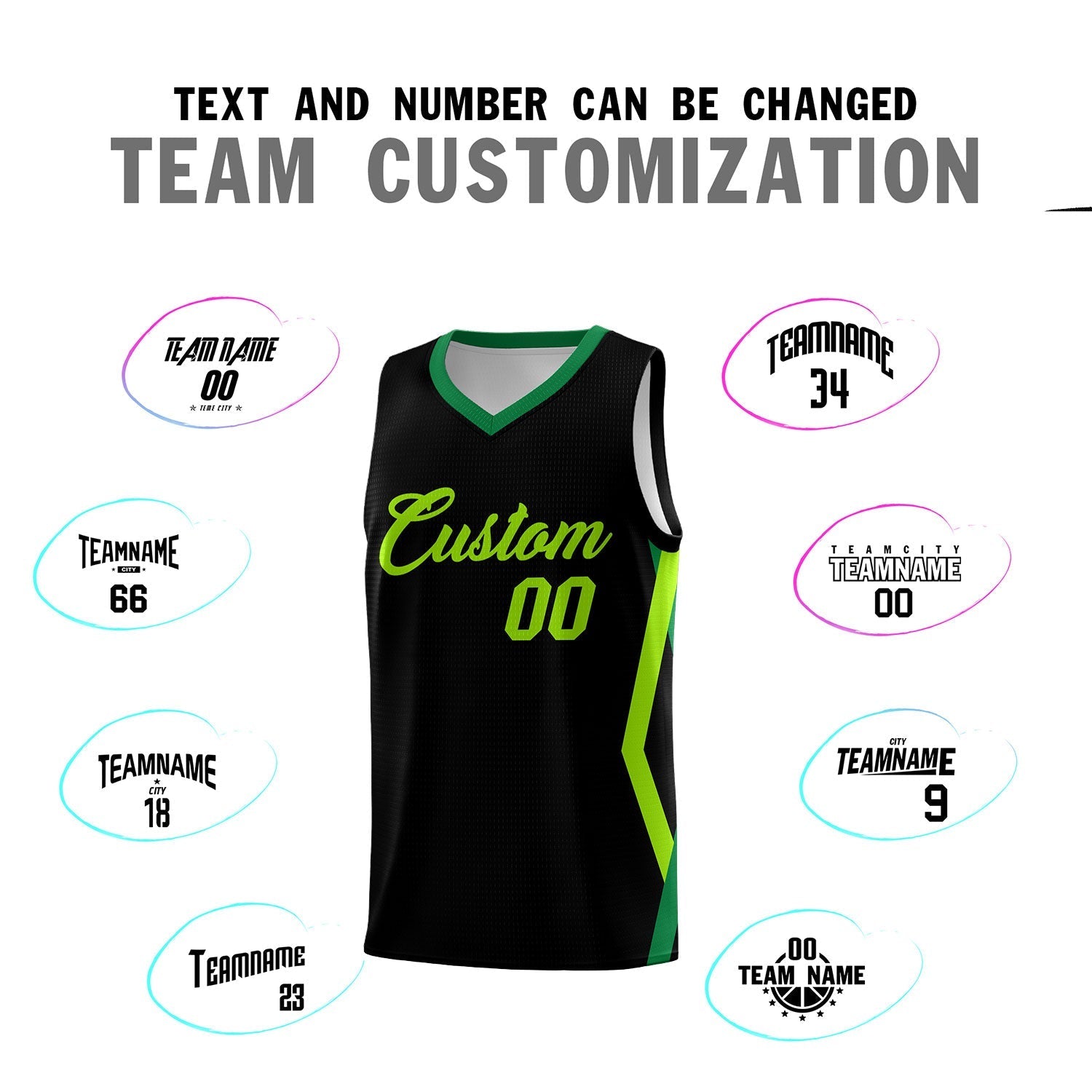 Custom Black Side Rhombus Graffiti Pattern Kits Basketball Jersey|KXKSHOP