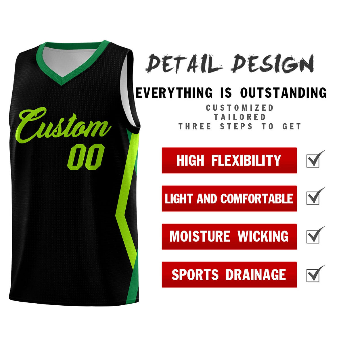 Custom Black Side Rhombus Graffiti Pattern Kits Basketball Jersey|KXKSHOP