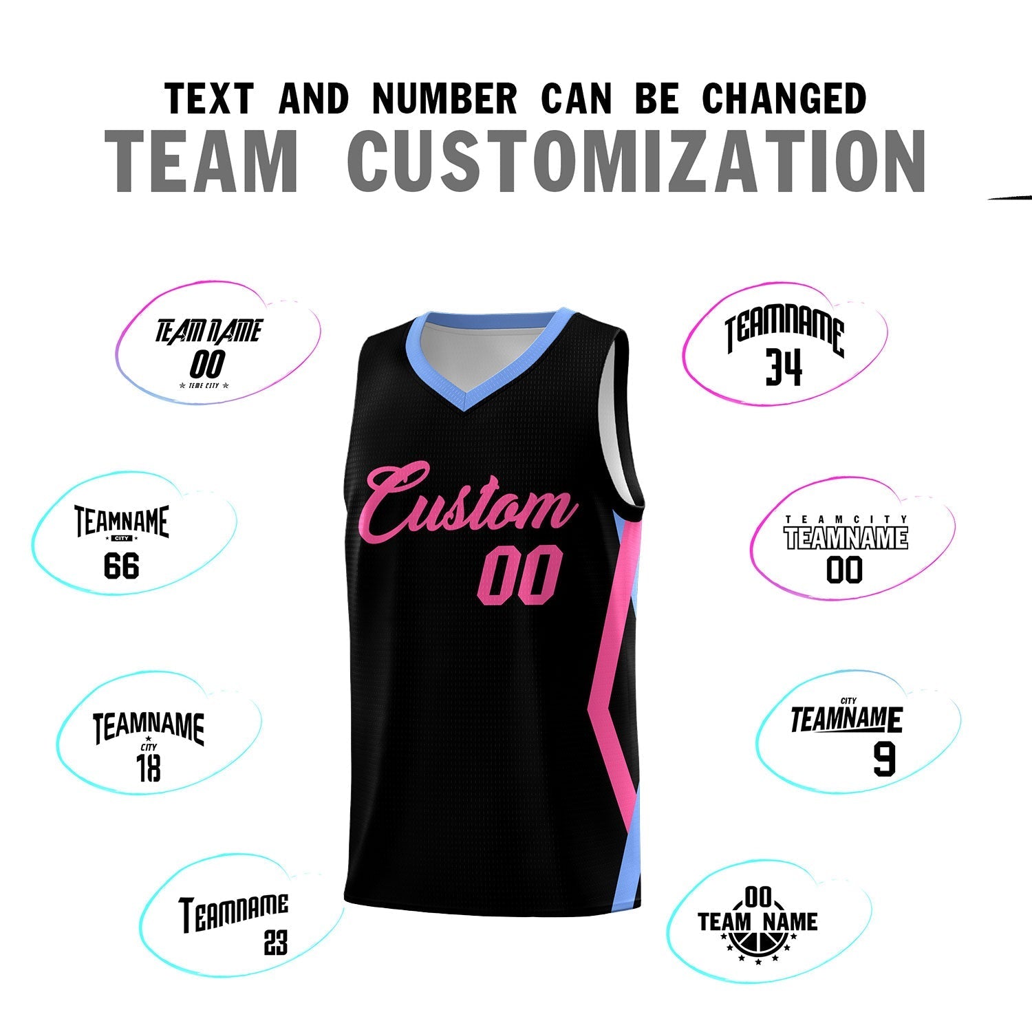 Custom Black Side Rhombus Graffiti Pattern Kits Basketball Jersey|KXKSHOP