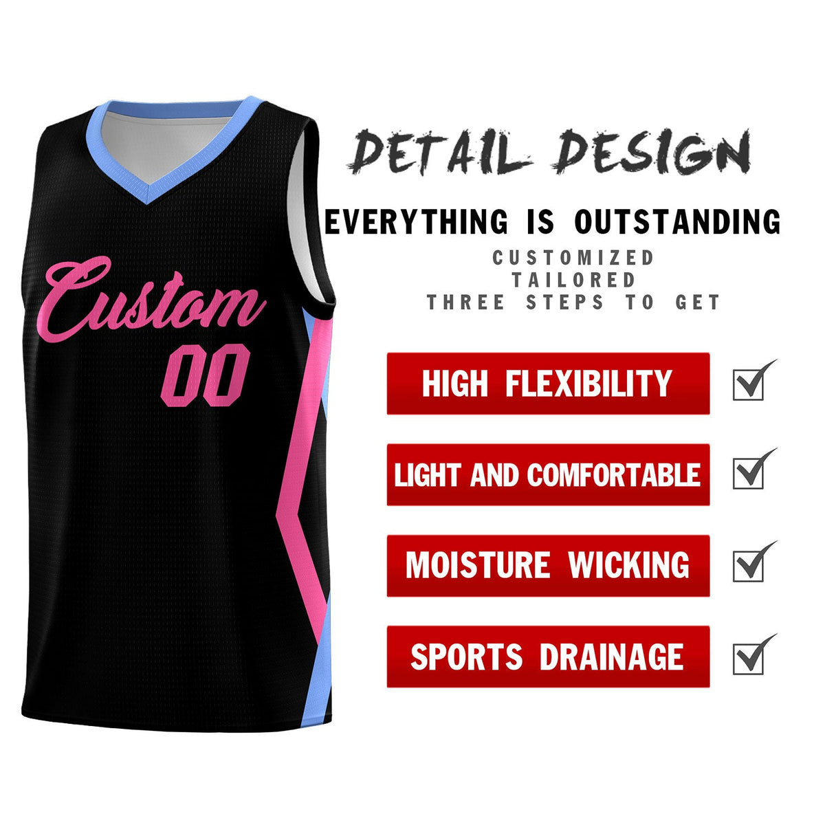 Custom Black Side Rhombus Graffiti Pattern Kits Basketball Jersey|KXKSHOP