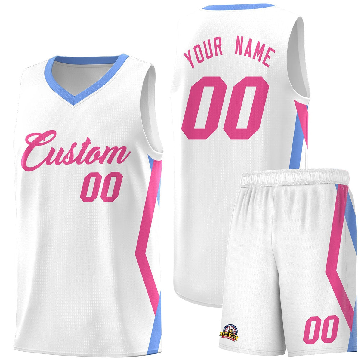 Custom White Side Rhombus Graffiti Pattern Kits Basketball Jersey|KXKSHOP