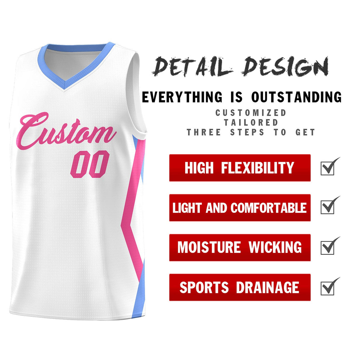 Custom White Side Rhombus Graffiti Pattern Kits Basketball Jersey|KXKSHOP