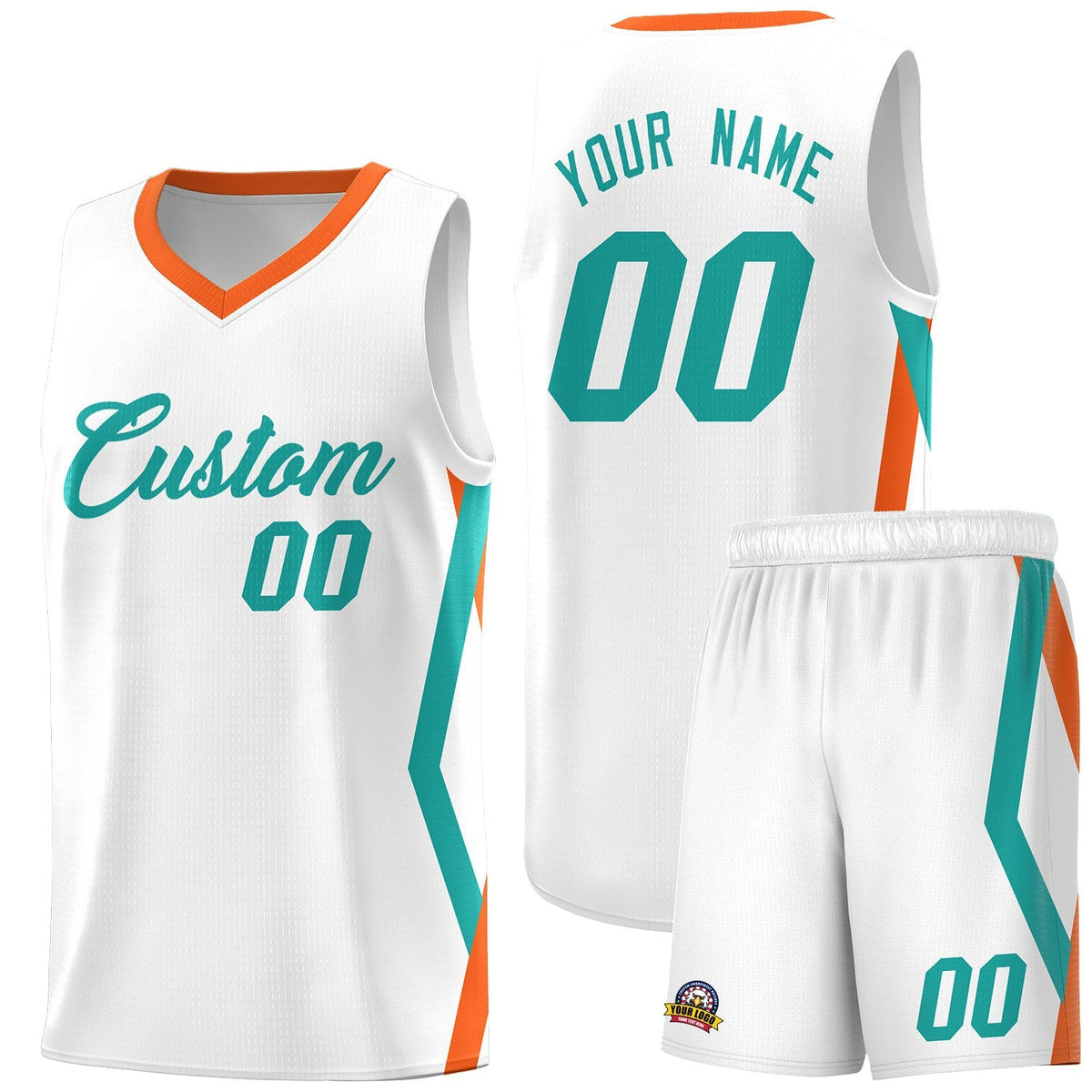 Custom White Side Rhombus Graffiti Pattern Kits Basketball Jersey|KXKSHOP