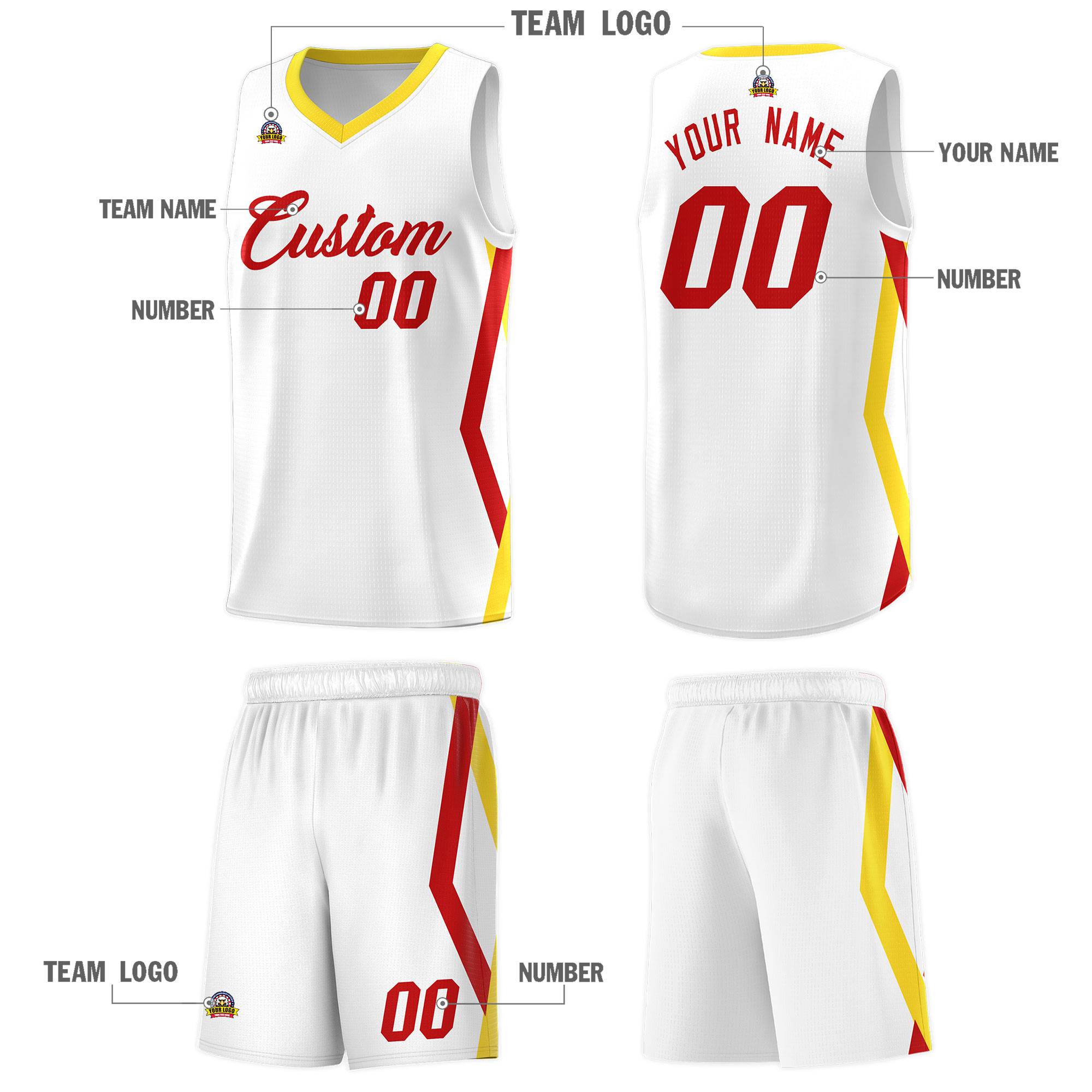 Custom White Side Rhombus Graffiti Pattern Kits Basketball Jersey|KXKSHOP