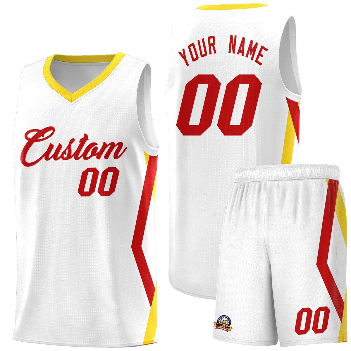 Custom White Side Rhombus Graffiti Pattern Kits Basketball Jersey|KXKSHOP
