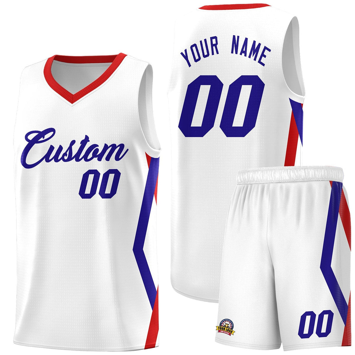 Custom White Side Rhombus Graffiti Pattern Kits Basketball Jersey|KXKSHOP