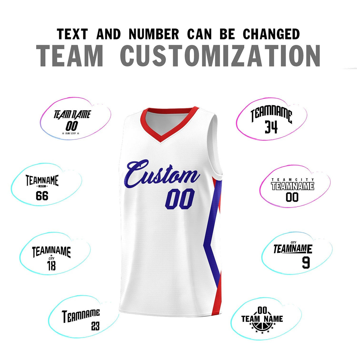 Custom White Side Rhombus Graffiti Pattern Kits Basketball Jersey|KXKSHOP