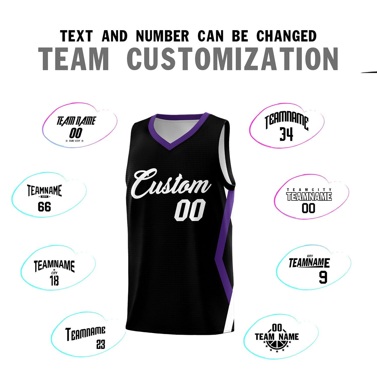 Custom Black Side Rhombus Graffiti Pattern Kits Basketball Jersey|KXKSHOP