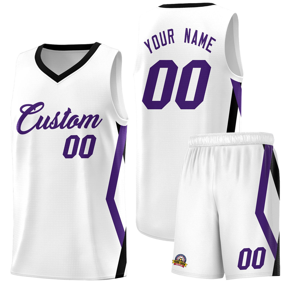 Custom White Side Rhombus Graffiti Pattern Kits Basketball Jersey|KXKSHOP