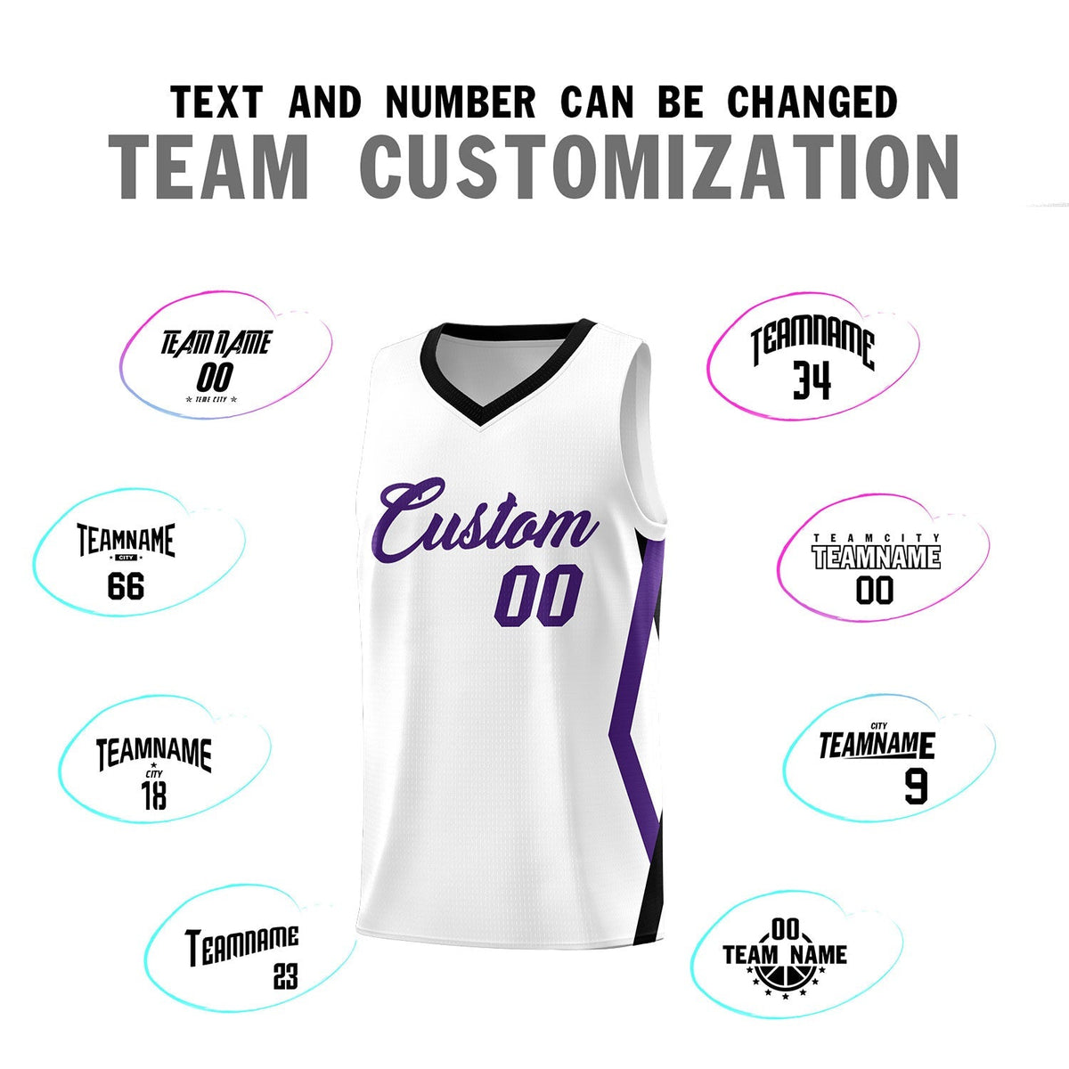 Custom White Side Rhombus Graffiti Pattern Kits Basketball Jersey|KXKSHOP
