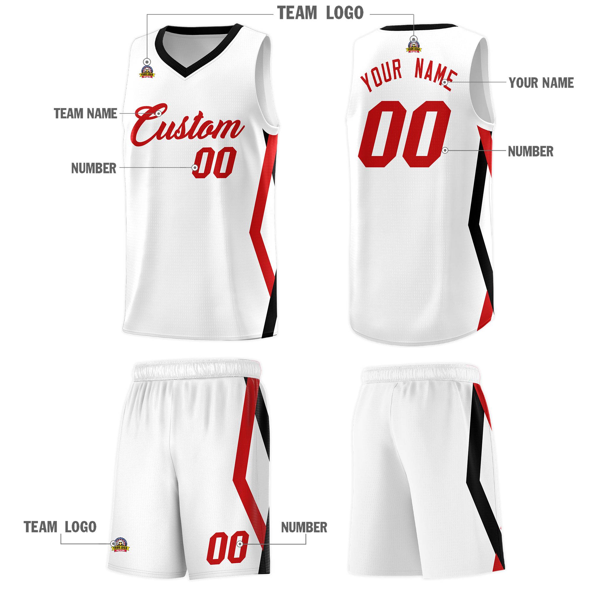 Custom White Side Rhombus Graffiti Pattern Kits Basketball Jersey|KXKSHOP