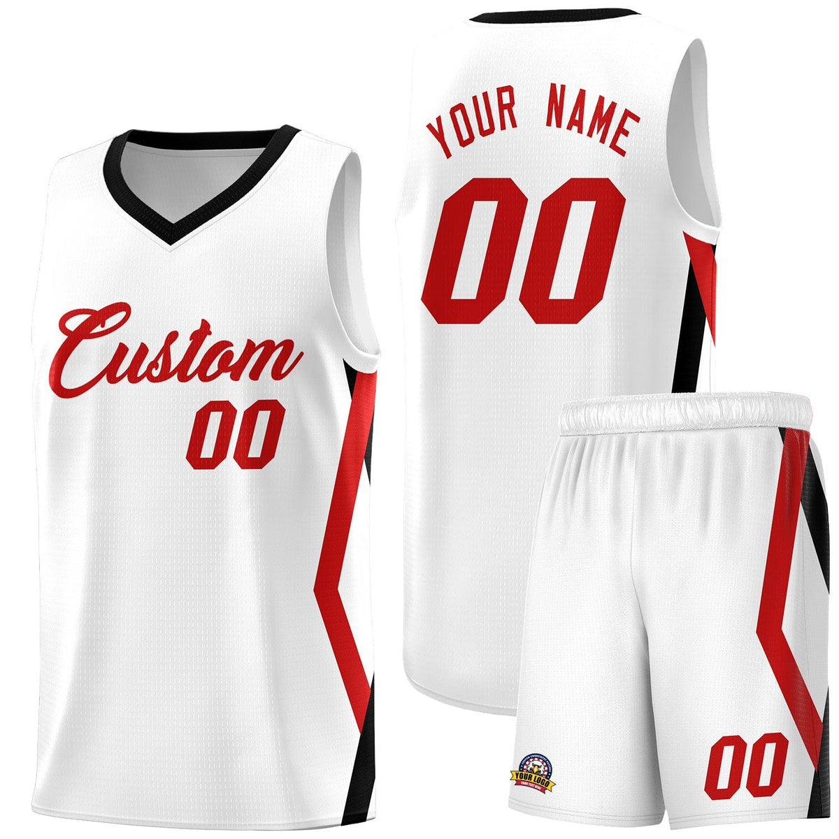 Custom White Side Rhombus Graffiti Pattern Kits Basketball Jersey|KXKSHOP