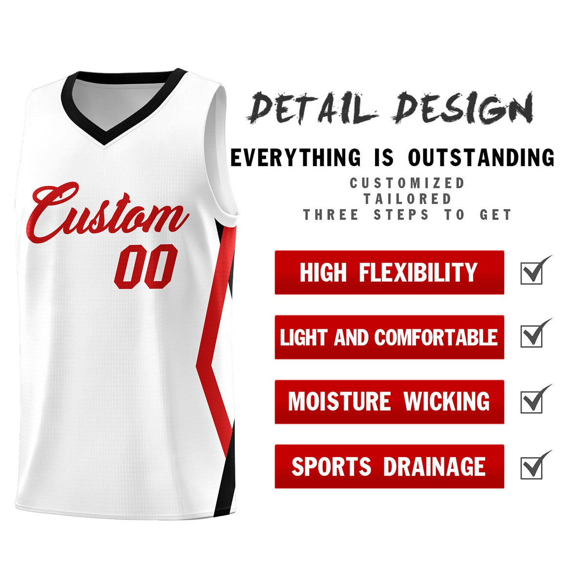 Custom White Side Rhombus Graffiti Pattern Kits Basketball Jersey|KXKSHOP