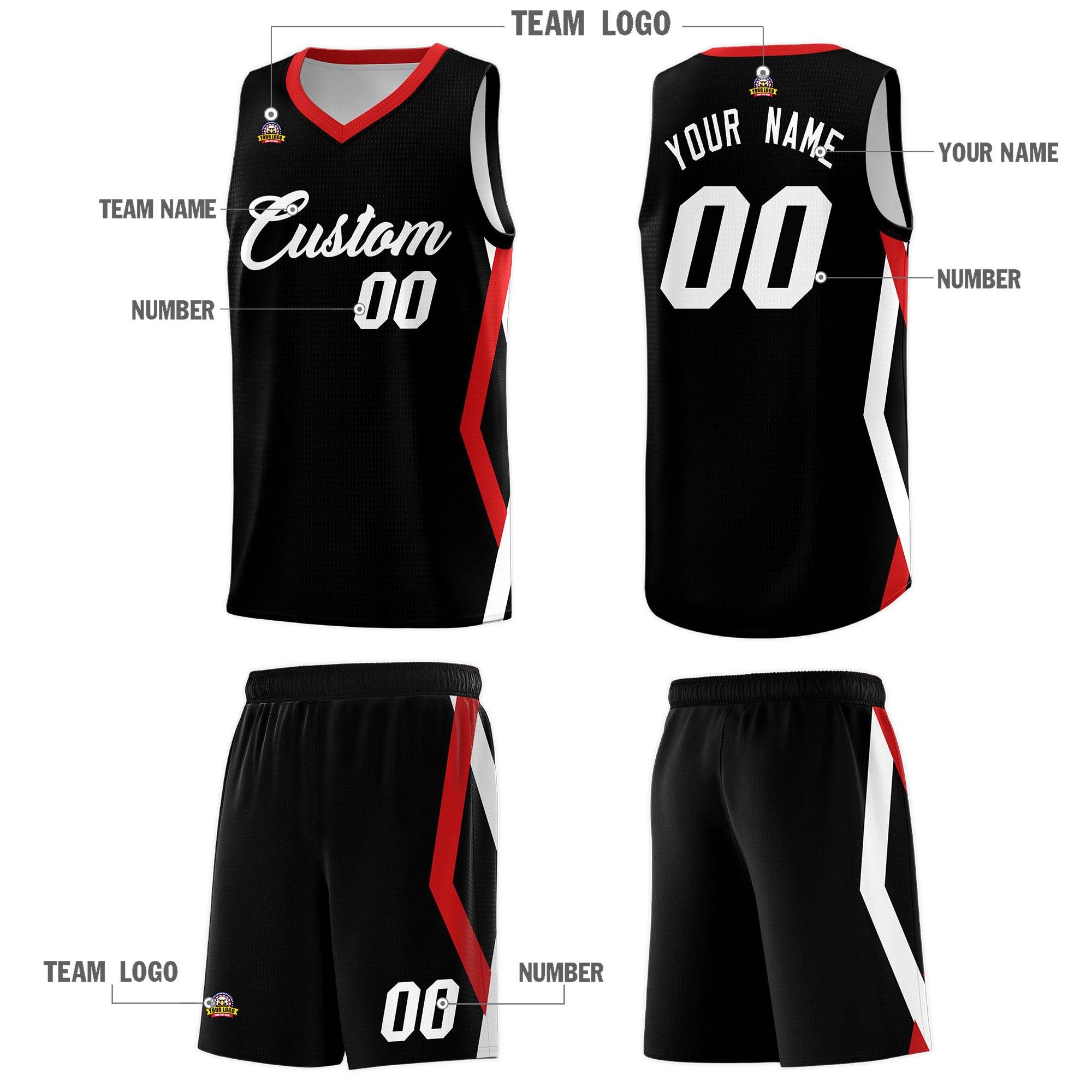 Custom Black Side Rhombus Graffiti Pattern Kits Basketball Jersey|KXKSHOP