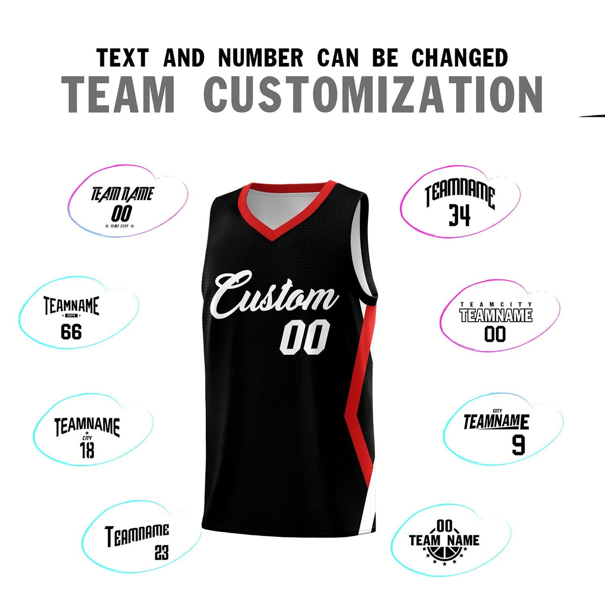 Custom Black Side Rhombus Graffiti Pattern Kits Basketball Jersey|KXKSHOP