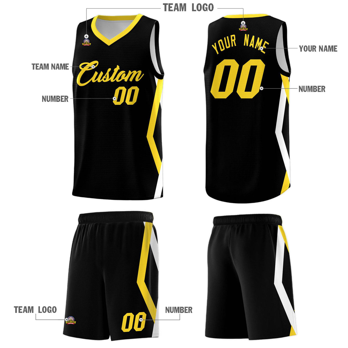 Custom Black Side Rhombus Graffiti Pattern Kits Basketball Jersey|KXKSHOP