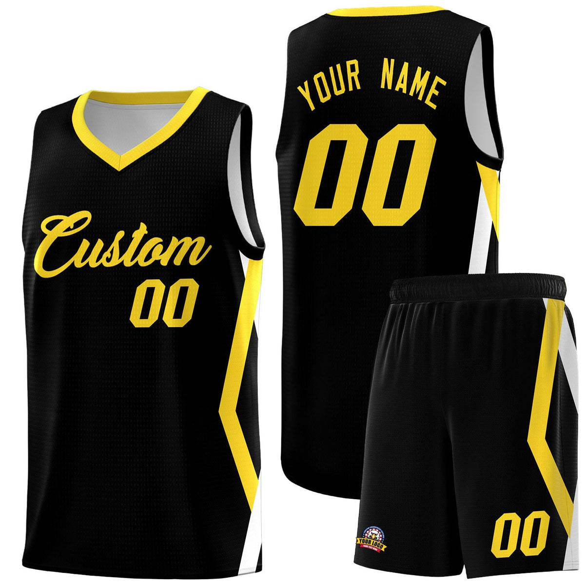 Custom Black Side Rhombus Graffiti Pattern Kits Basketball Jersey|KXKSHOP
