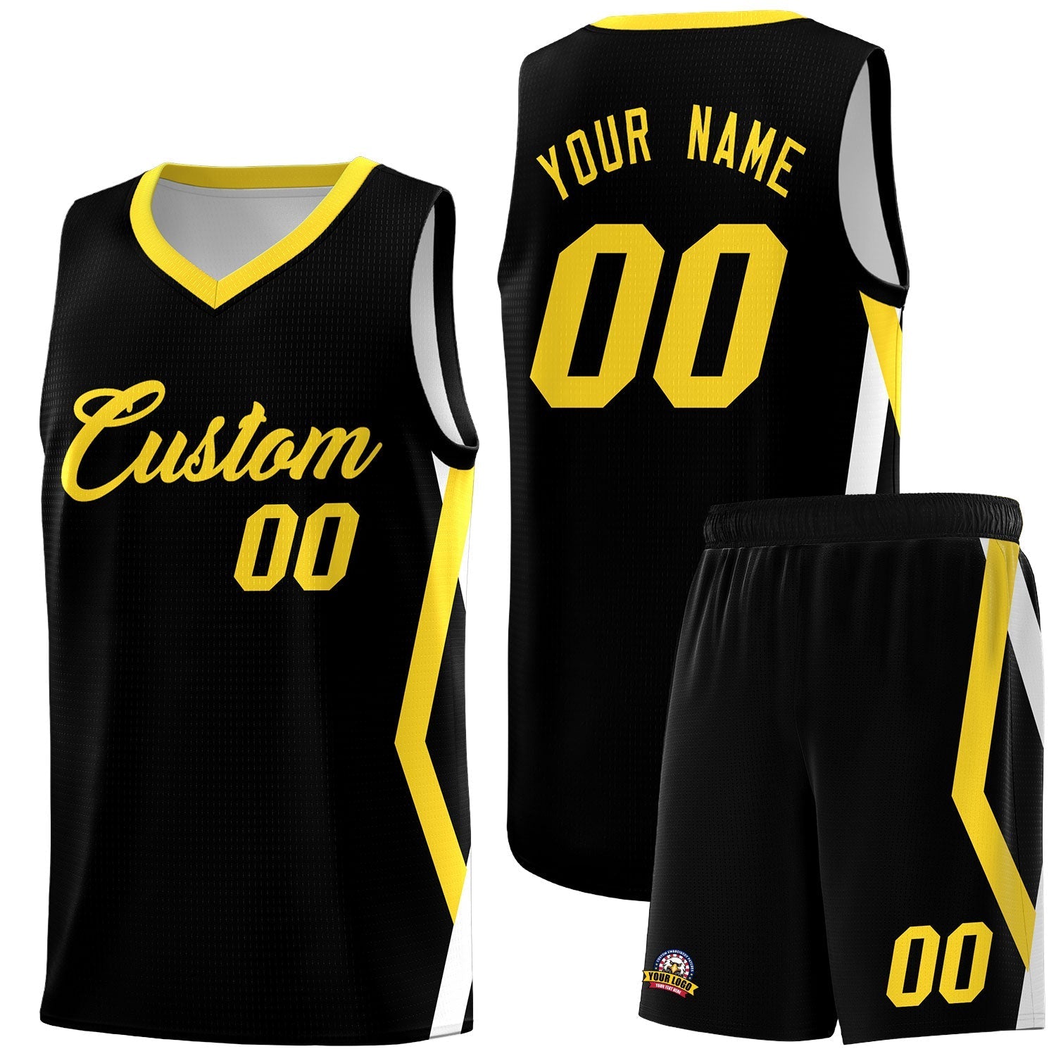 Custom Black Side Rhombus Graffiti Pattern Kits Basketball Jersey|KXKSHOP