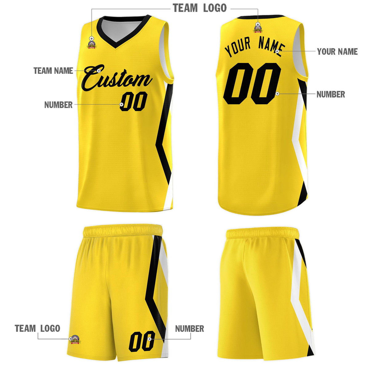 Custom Gold Side Rhombus Graffiti Pattern Kits Basketball Jersey|KXKSHOP