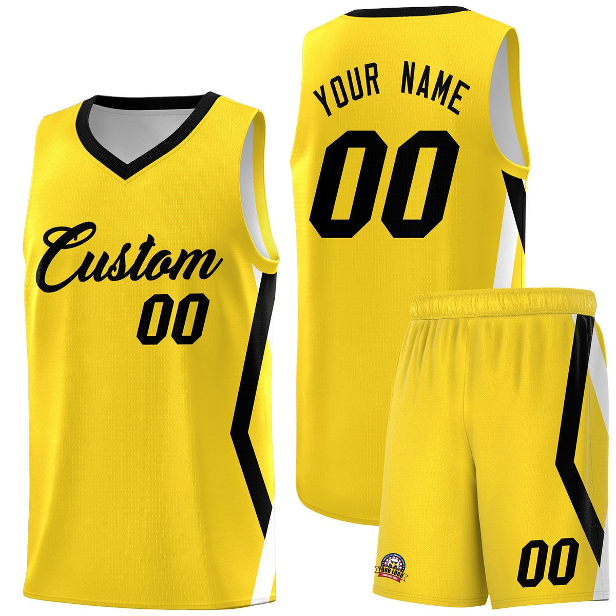 Custom Gold Side Rhombus Graffiti Pattern Kits Basketball Jersey|KXKSHOP