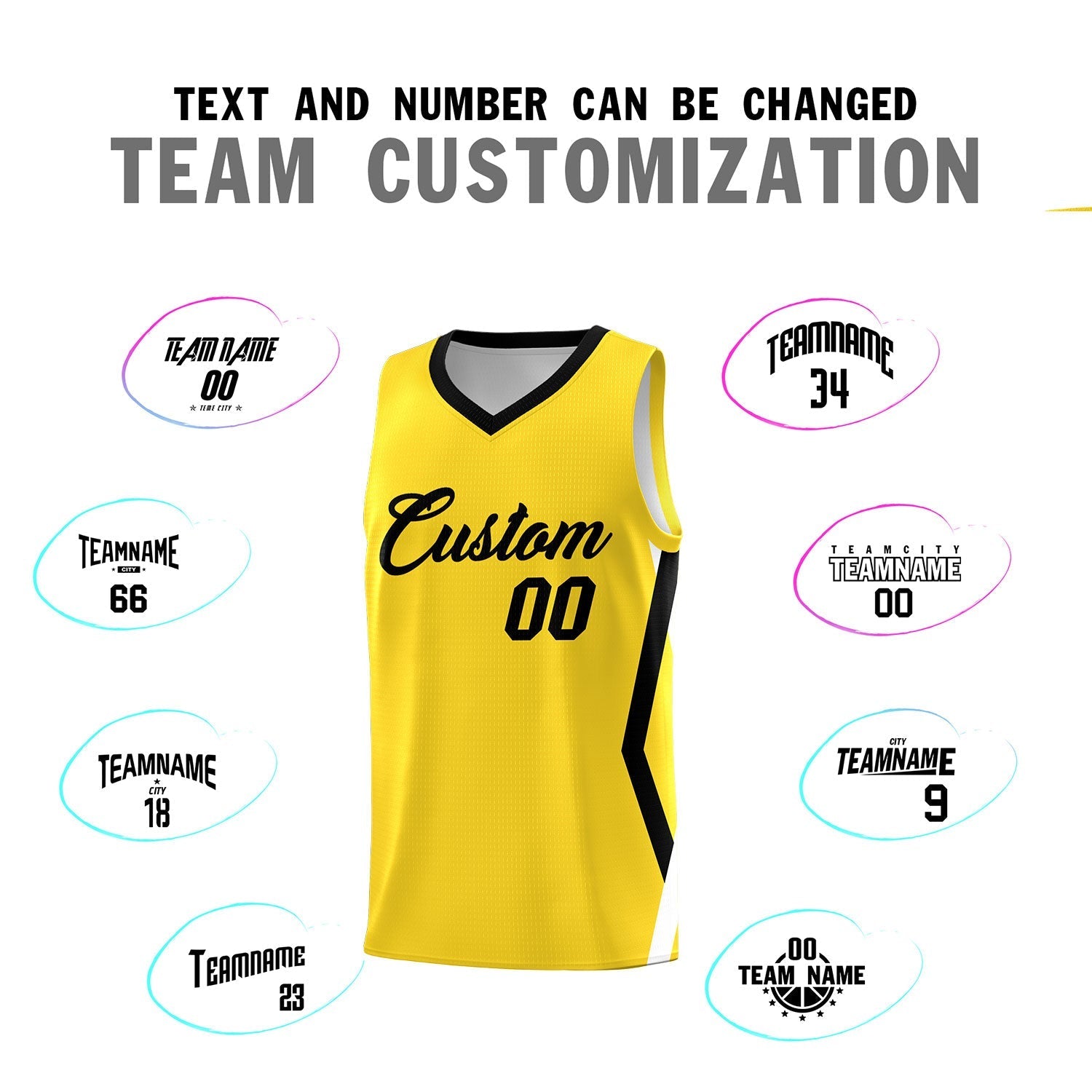 Custom Gold Side Rhombus Graffiti Pattern Kits Basketball Jersey|KXKSHOP