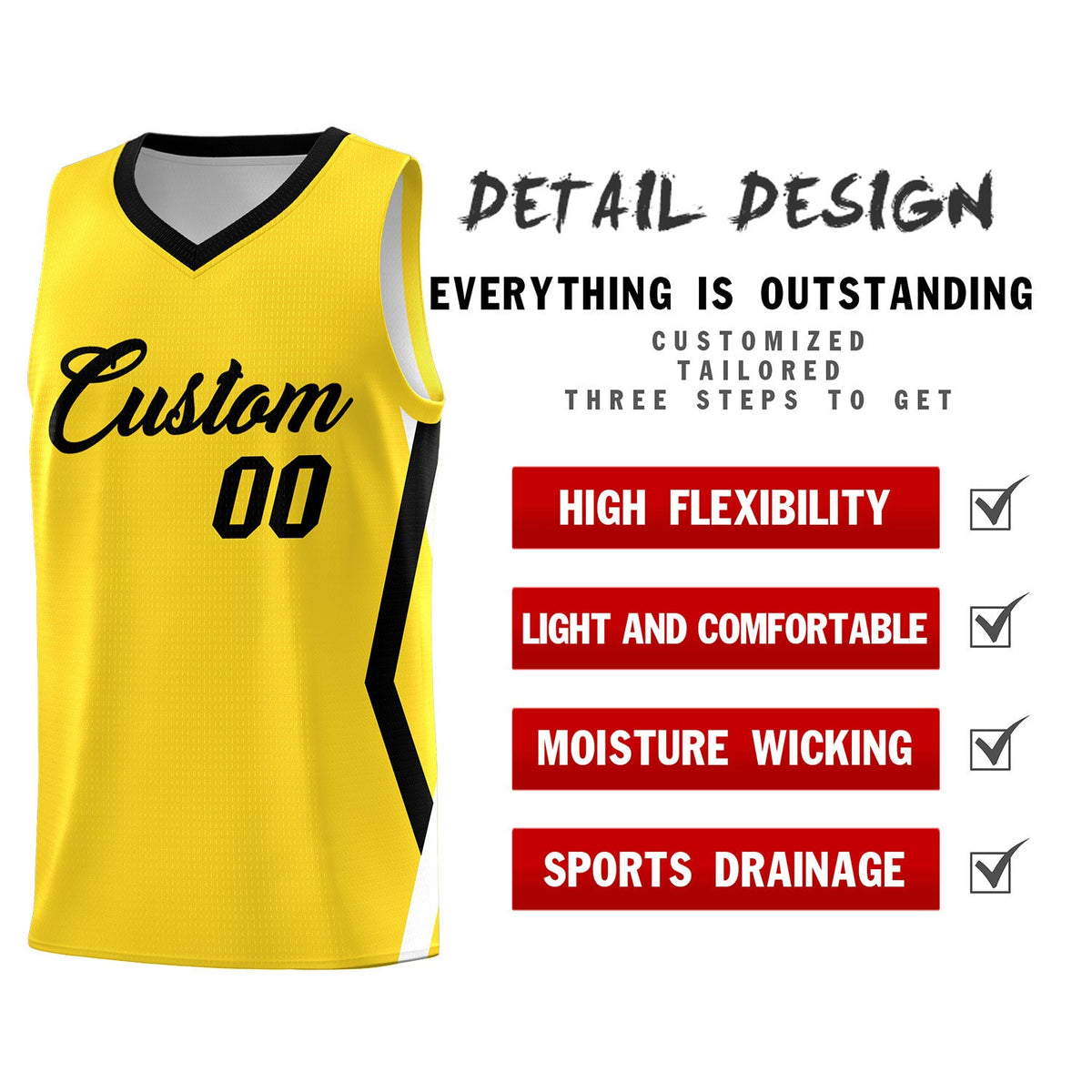 Custom Gold Side Rhombus Graffiti Pattern Kits Basketball Jersey|KXKSHOP
