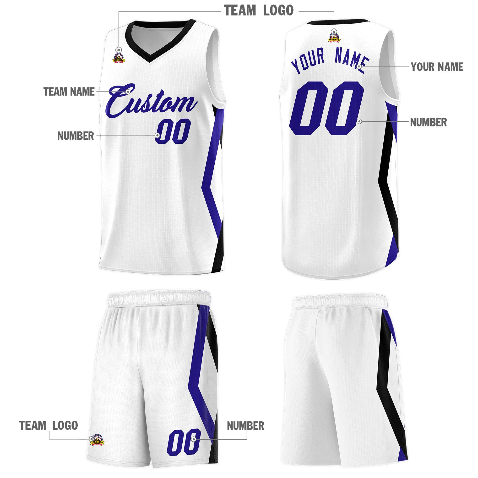Custom White Side Rhombus Graffiti Pattern Kits Basketball Jersey|KXKSHOP