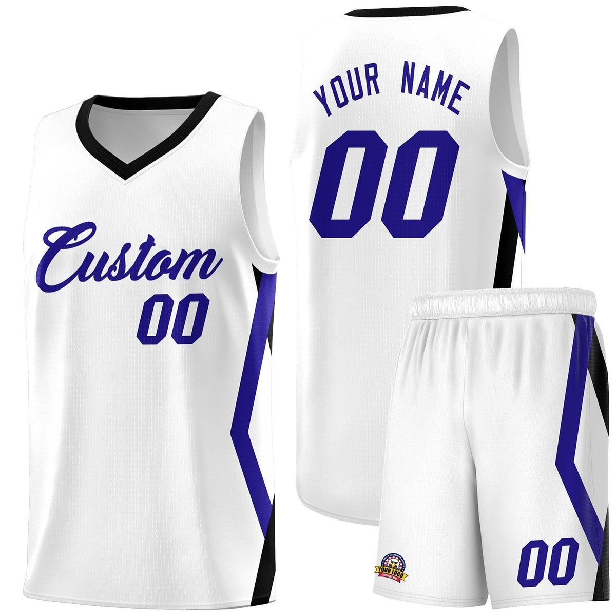 Custom White Side Rhombus Graffiti Pattern Kits Basketball Jersey|KXKSHOP
