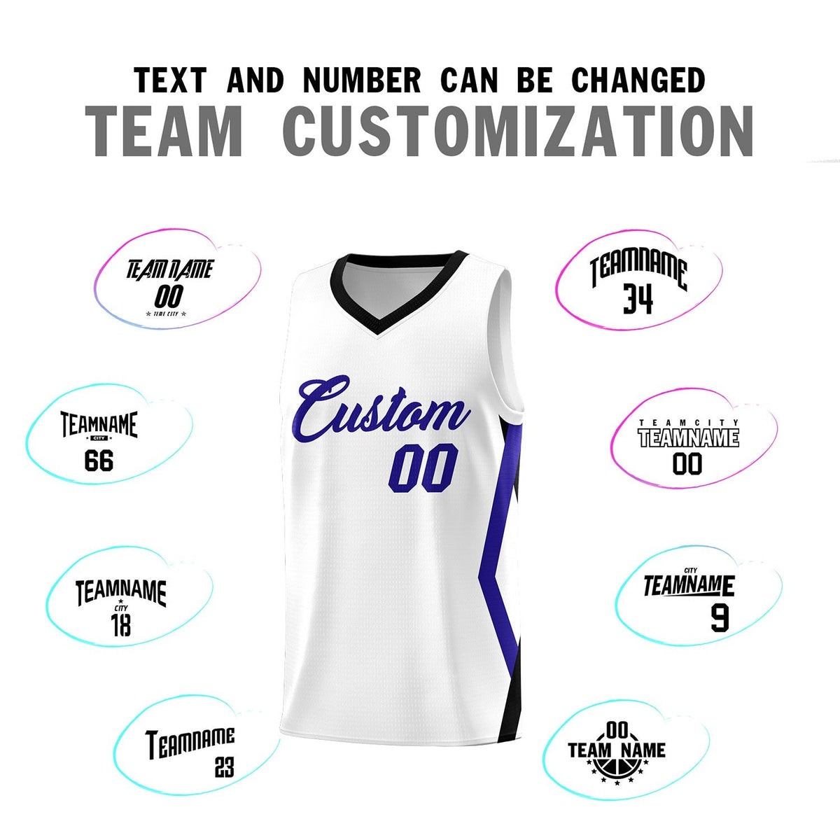 Custom White Side Rhombus Graffiti Pattern Kits Basketball Jersey|KXKSHOP